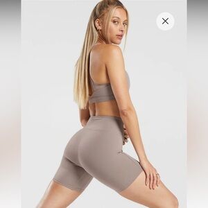 GymShark washed mauve bra + shorts